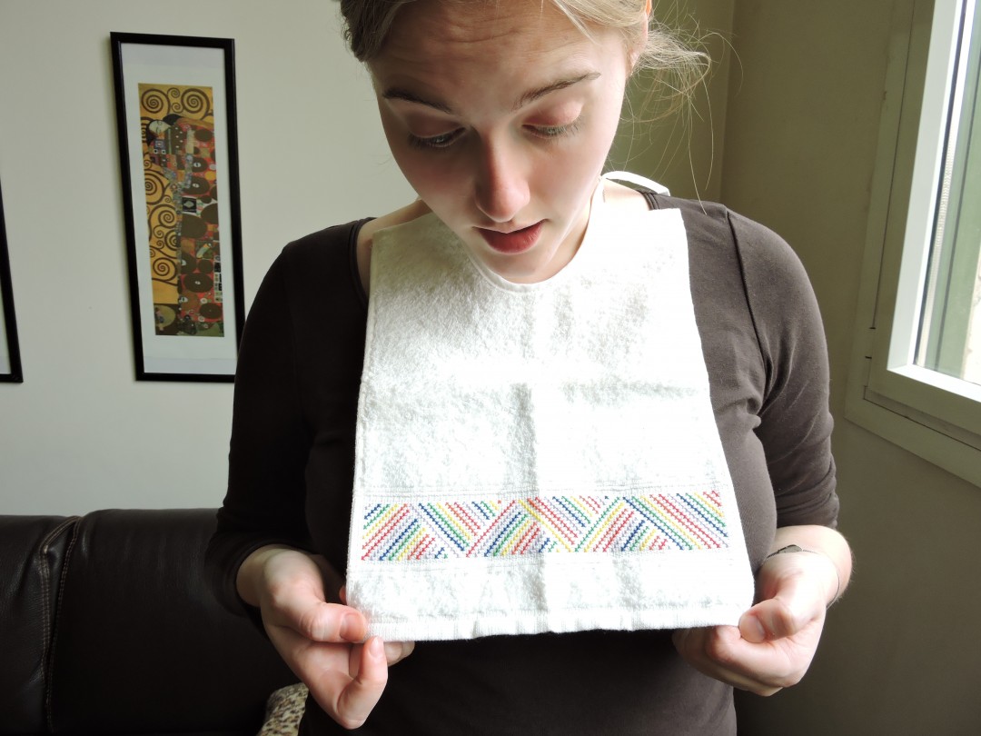 Hand embroidered baby bib